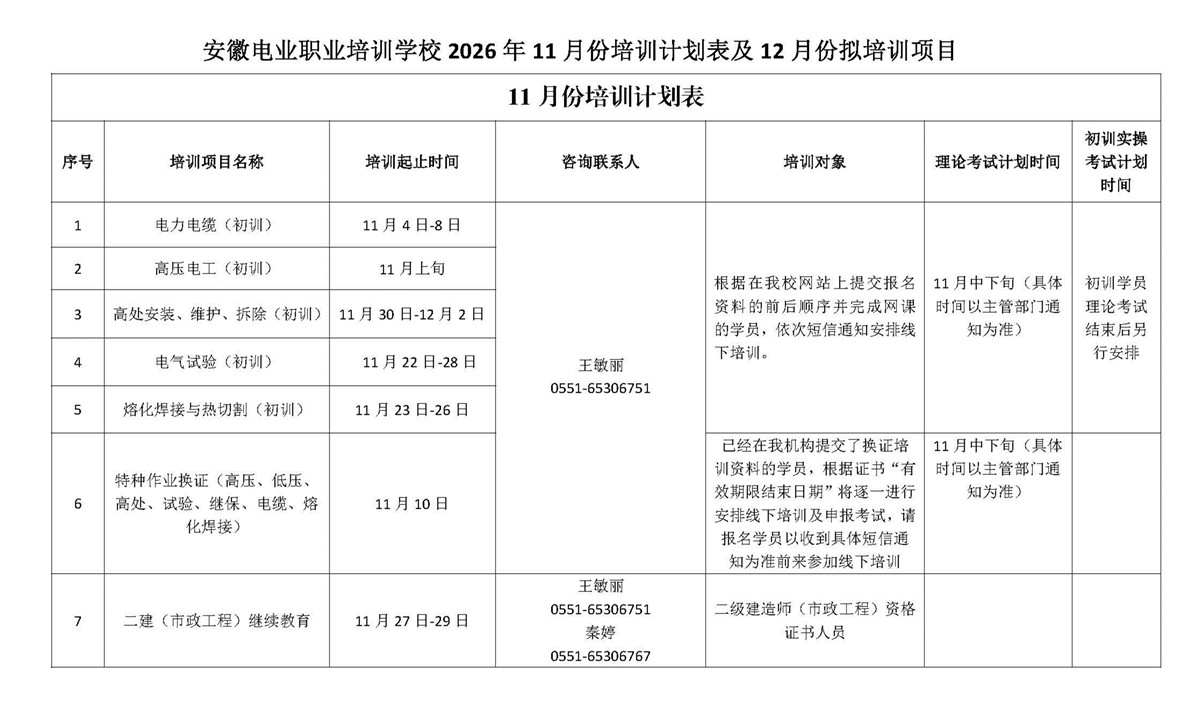 安徽电业职业培训学校11月培训计划表及12月份拟培训项目_页面_1_副本.jpg